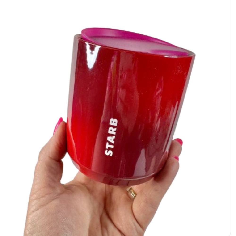 Starbucks Red Ceramic Travel Mug